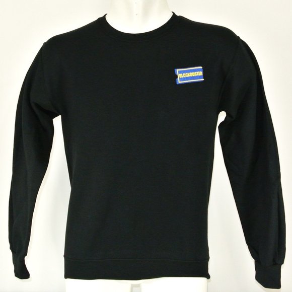 BLOCKBUSTER VIDEO VIntage Black Sweatshirt Employee Uniform Shirt Size M Medium - Picture 2 of 9